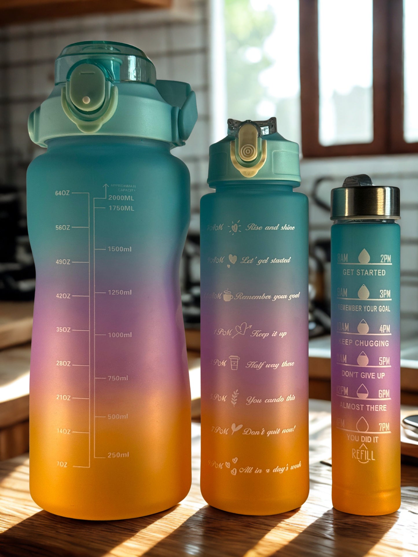 Home Accents 3-in-1 Water Bottle Set (2000ml+900ml+300ml)