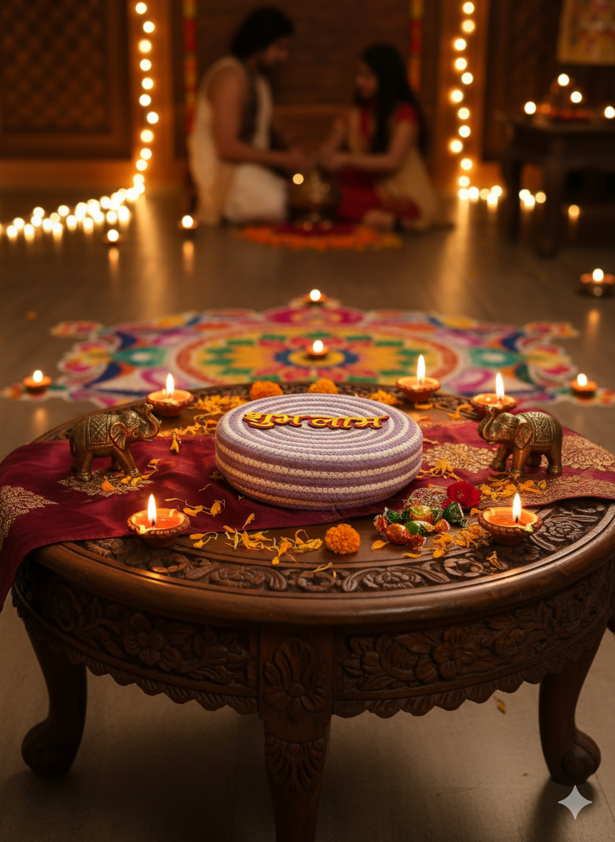 Shubh Laabh Festive Container Set - Lavender & White