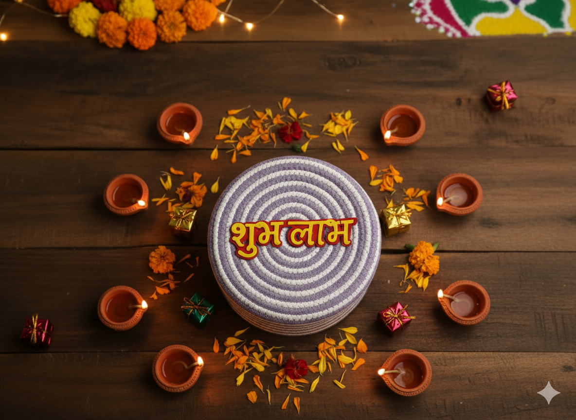 Shubh Laabh Festive Container Set - Lavender & White