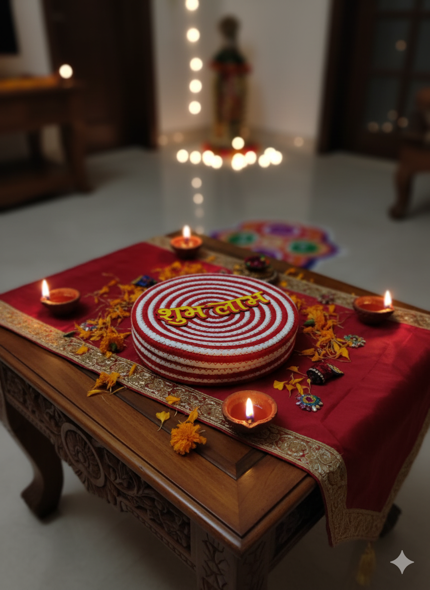 Shubh Laabh Festive Container Set - Red & White