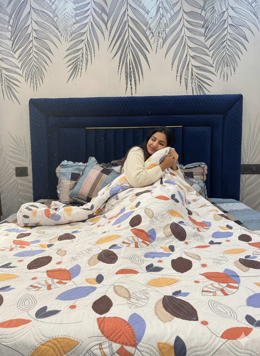 Serene Leaf Print - Comforter (Reversible)