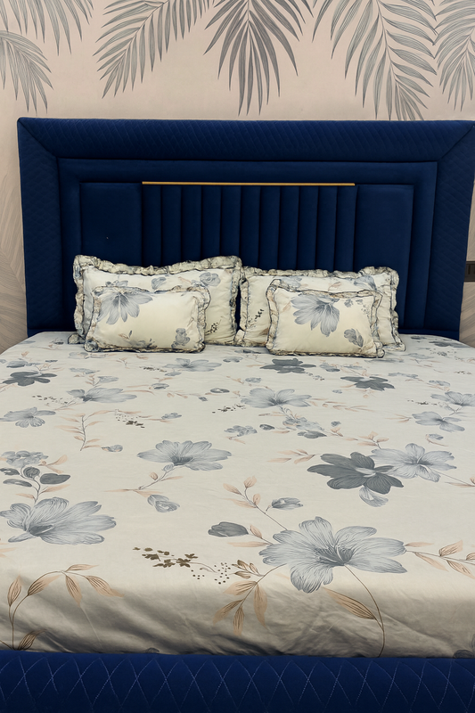 Luxury Floral Love Double Bed Bedsheet Set with Pillow Covers & Cushions – Premium Cotton Blend