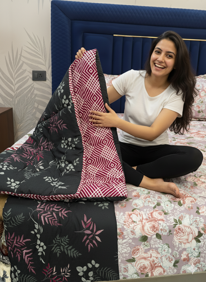 Abstract Petals - Comforter for Double Bed (Reversible )