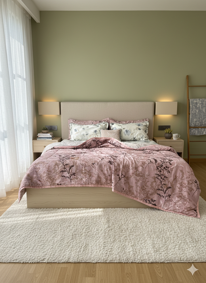 Pink Willow Branch Print - Comforter (Reversible)